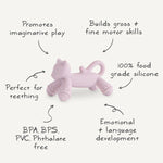 Mushie Cat Figurine Teether for Babies Non Toxic Silicone Soothing Gums - 