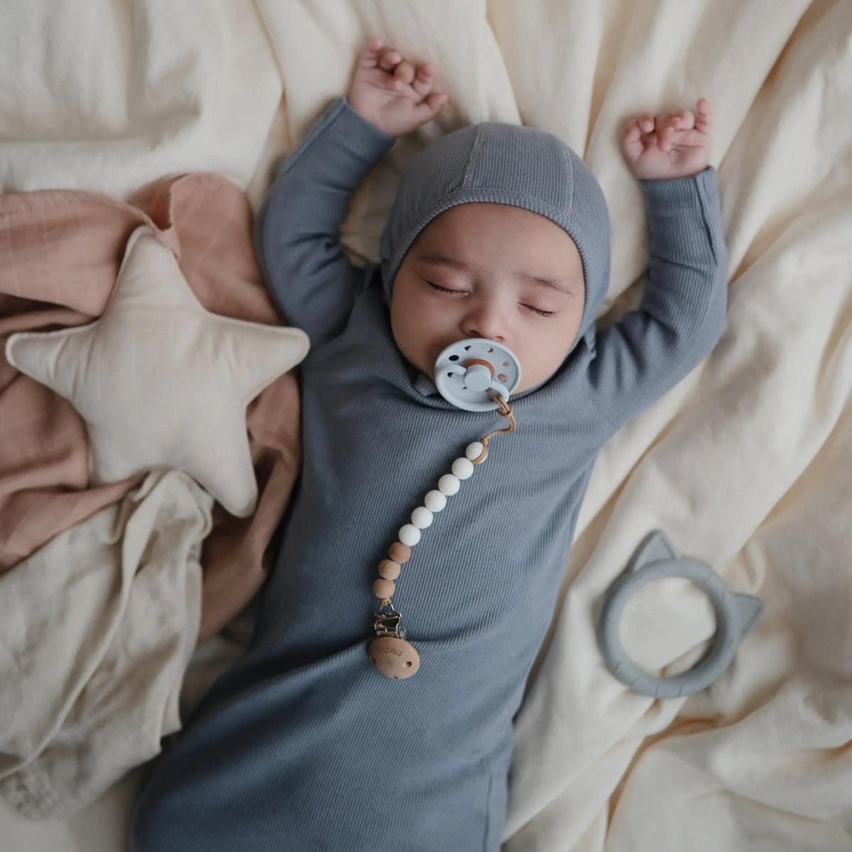 Mushie Cat Teether for Babies Made from Non-Toxic Food Grade Silicone Easy to Grip Safe and Stylish Design -