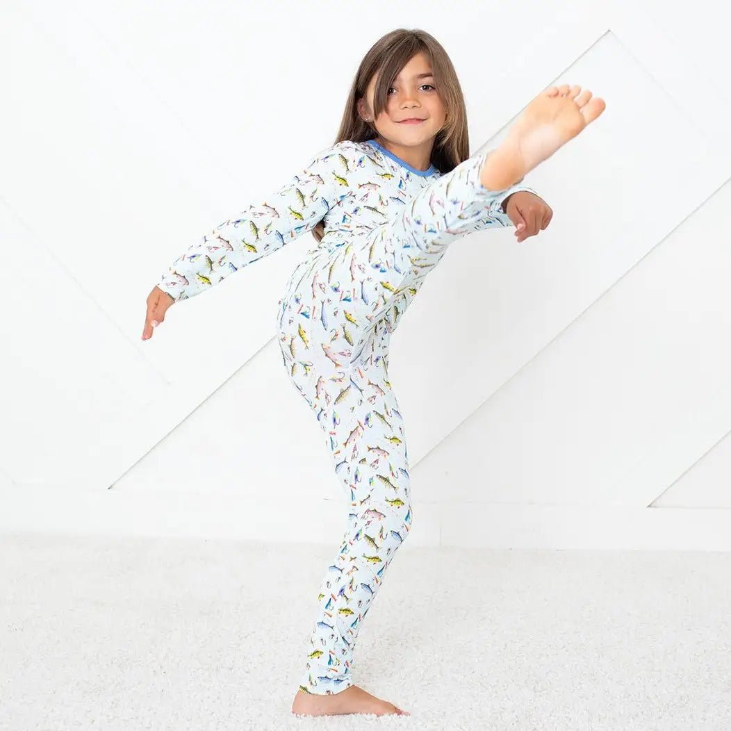 Bestaroo Catch Of The Day Pajama Set For Kids With Colorful Fish Print - 