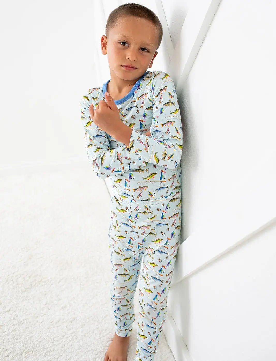 Bestaroo Catch Of The Day Pajama Set For Kids With Colorful Fish Print - 