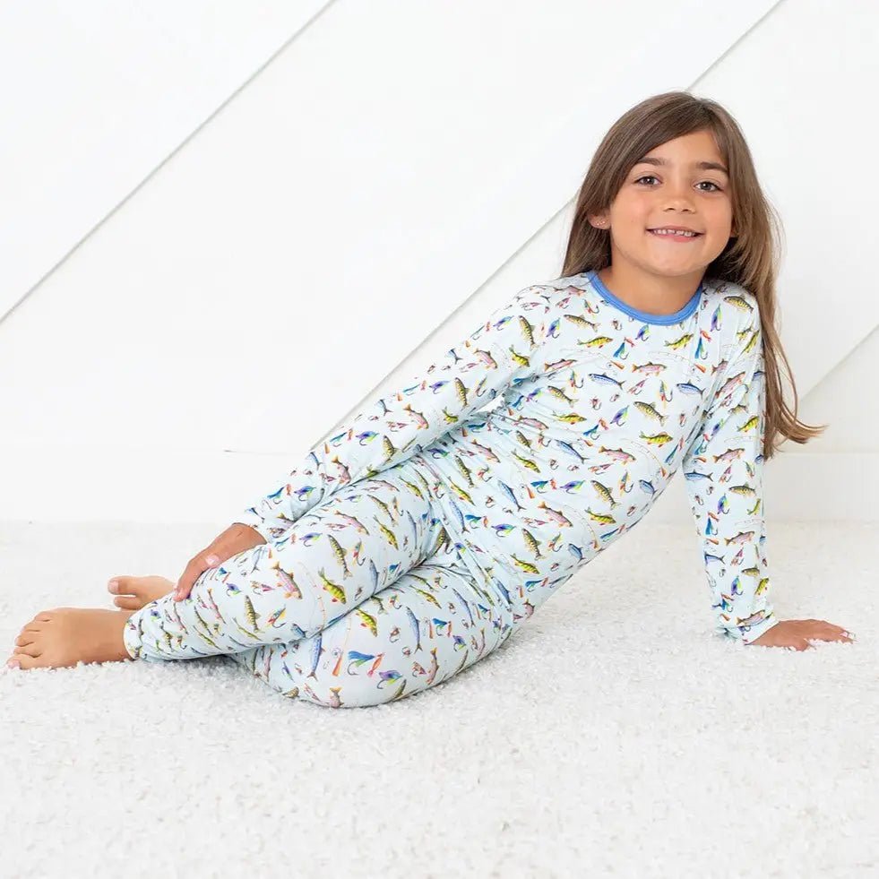 Bestaroo Catch Of The Day Pajama Set For Kids With Colorful Fish Print - 