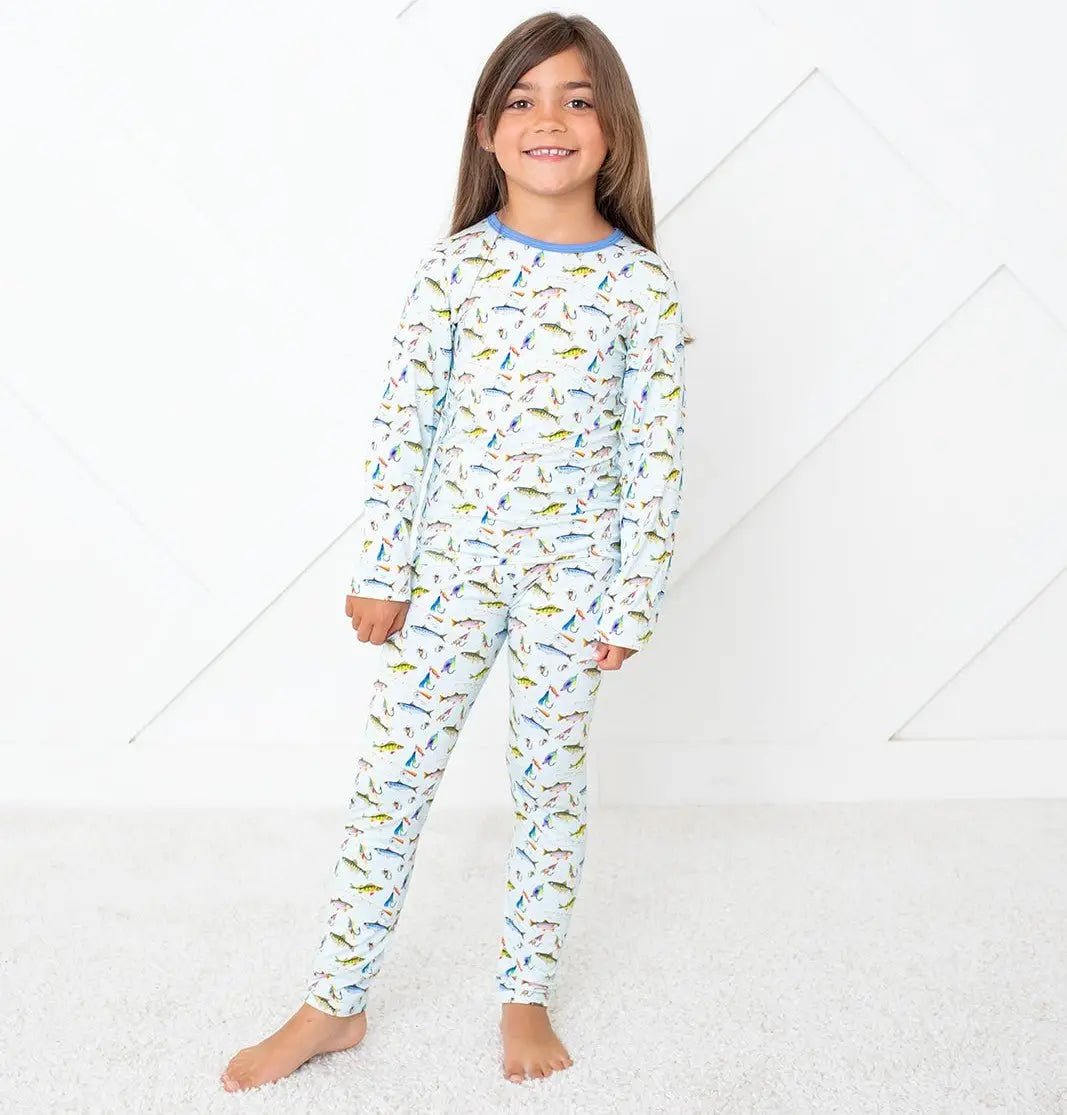 Bestaroo Catch Of The Day Pajama Set For Kids With Colorful Fish Print - 