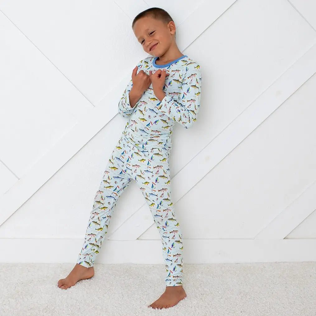 Bestaroo Catch Of The Day Pajama Set For Kids With Colorful Fish Print - 