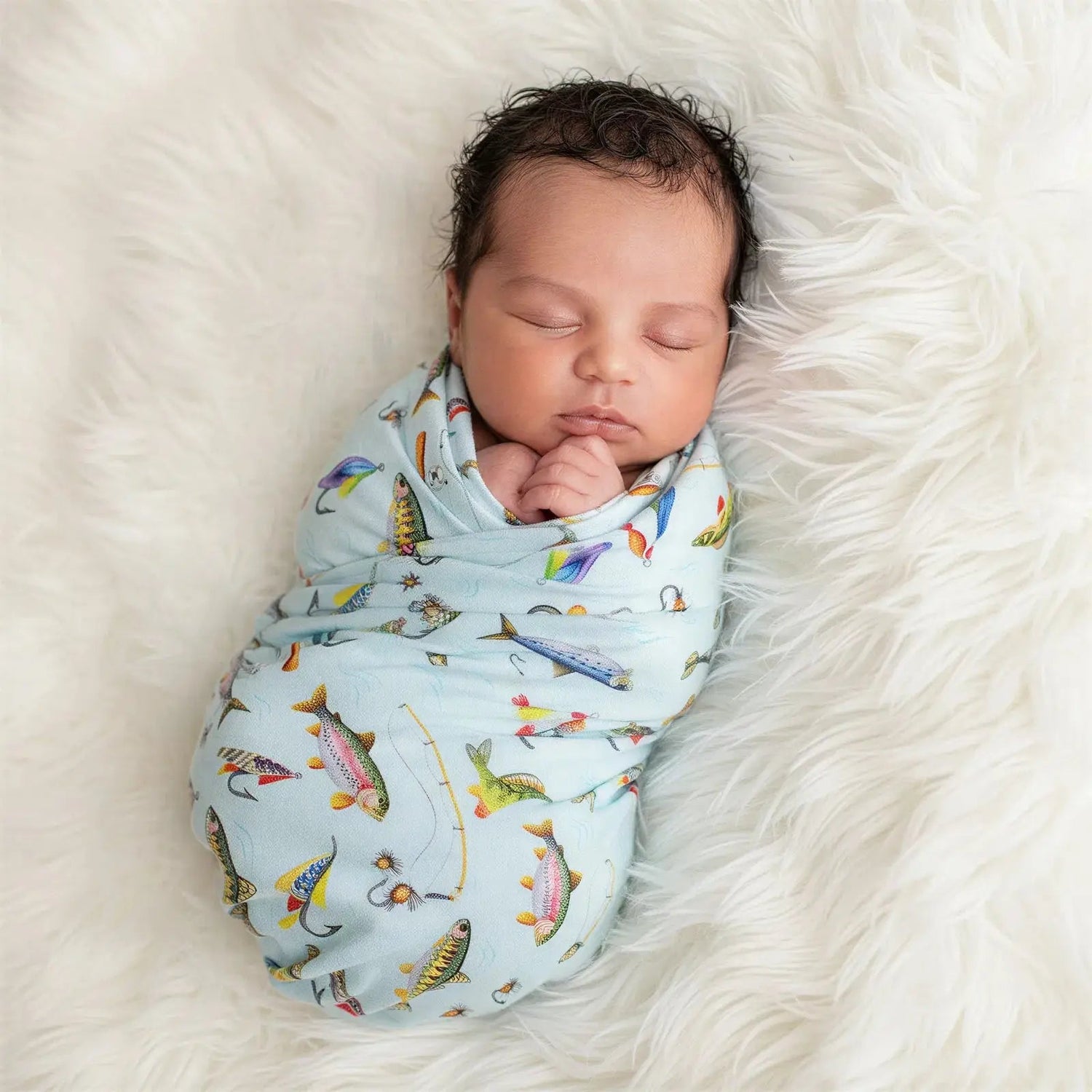 Bestaroo Catch Of The Day Swaddle With Fall Fish Print 45x45 For Babies - 