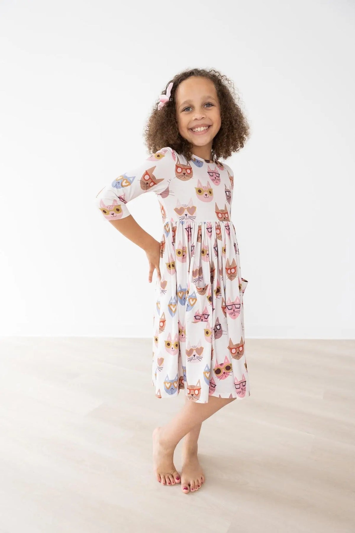 Mila & Rose ® Cattitude 3/4 Sleeve Pocket Twirl Dress - 