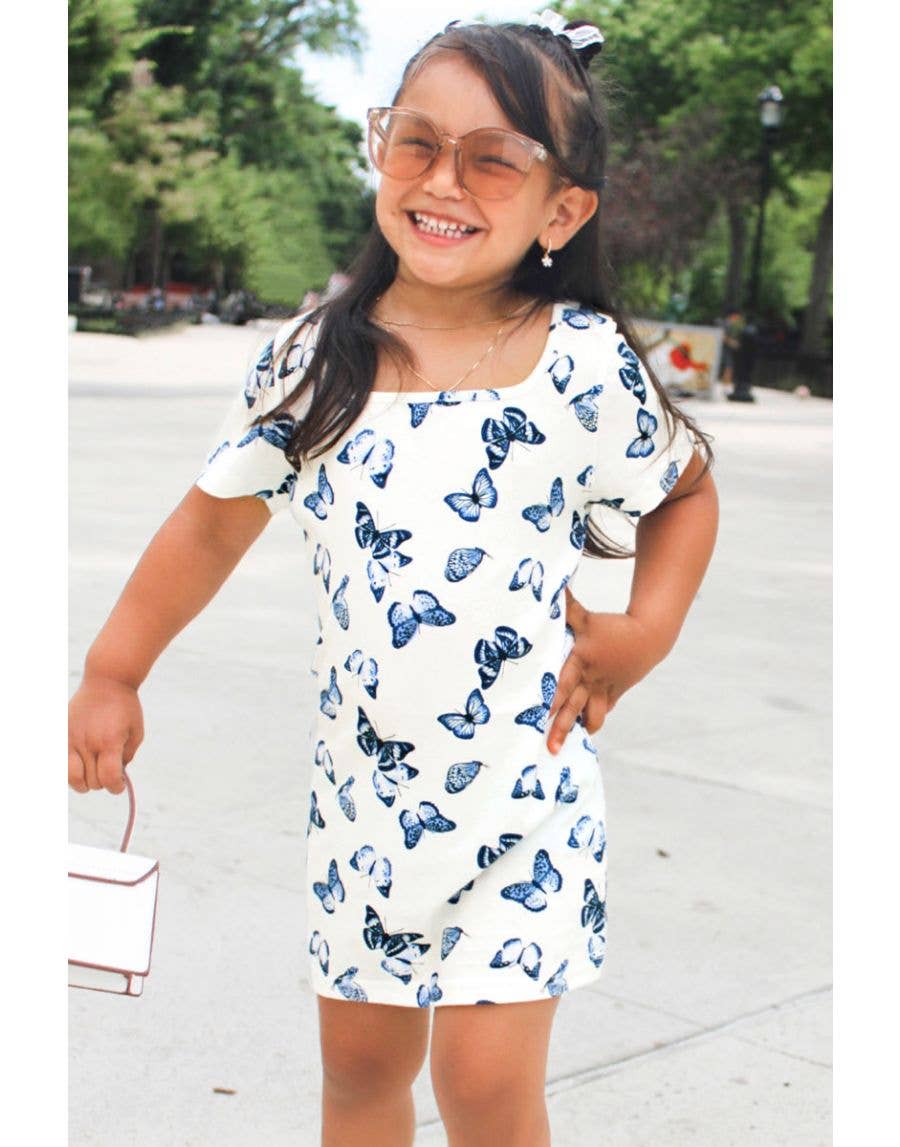 Cutie Patootie Clothing - GKD-3044B-UMI02 Girl's Butterfly Print Dress  - White/Butterfly / L (12/14) by Cutie Patootie Clothing at Everetts Place