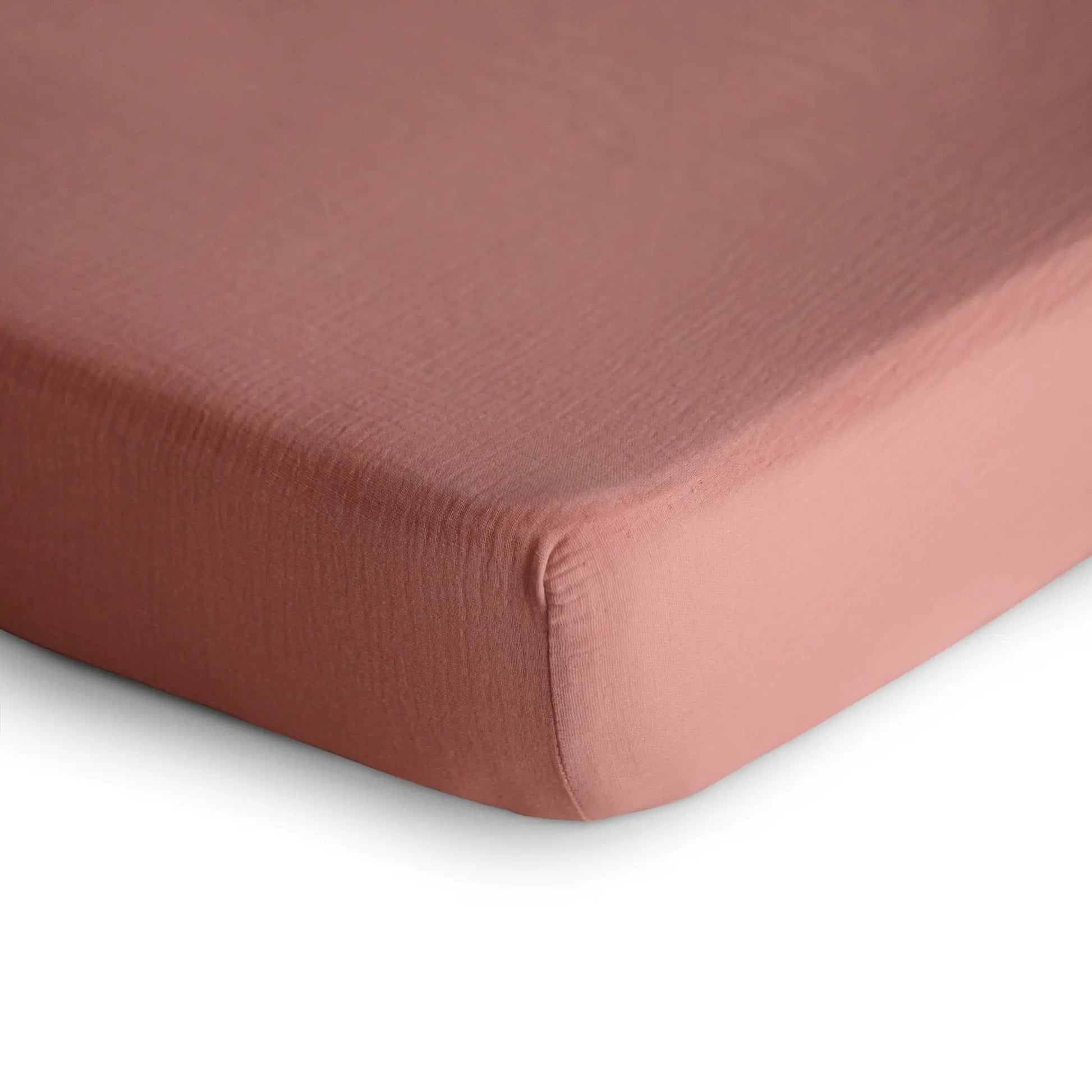 Mini Muslin Crib Sheet 100 Percent Cotton Extra Soft Breathable Fabric Full Elastic Edges Pre-Washed For Softness Mushie