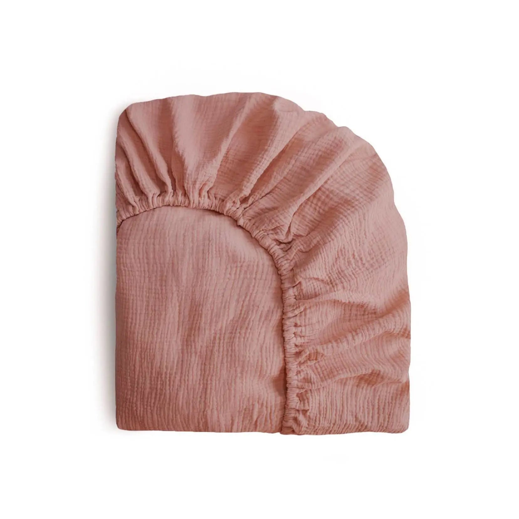 Mini Muslin Crib Sheet 100 Percent Cotton Extra Soft Breathable Fabric Full Elastic Edges Pre-Washed For Softness Mushie