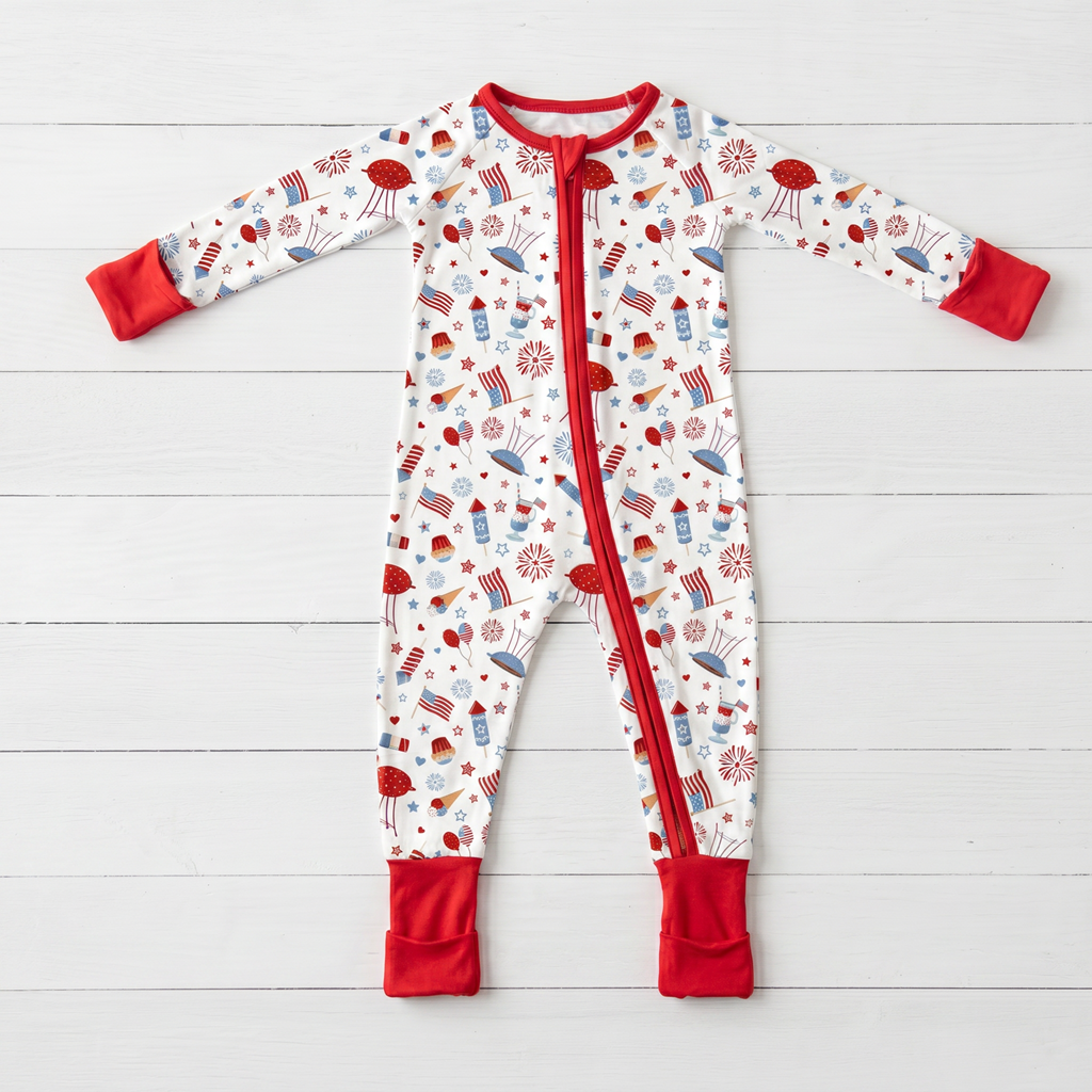 Baby convertible coverall with long sleeves, two-way zipper down the front, and convertible footed cuffs