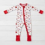 Baby convertible coverall with long sleeves, two-way zipper down the front, and convertible footed cuffs
