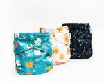 Kinder Cloth Diaper Co. Space and Sky: Essentials Pocket Cloth Diaper with Athletic Wicking Jersey, Grows with your Baby