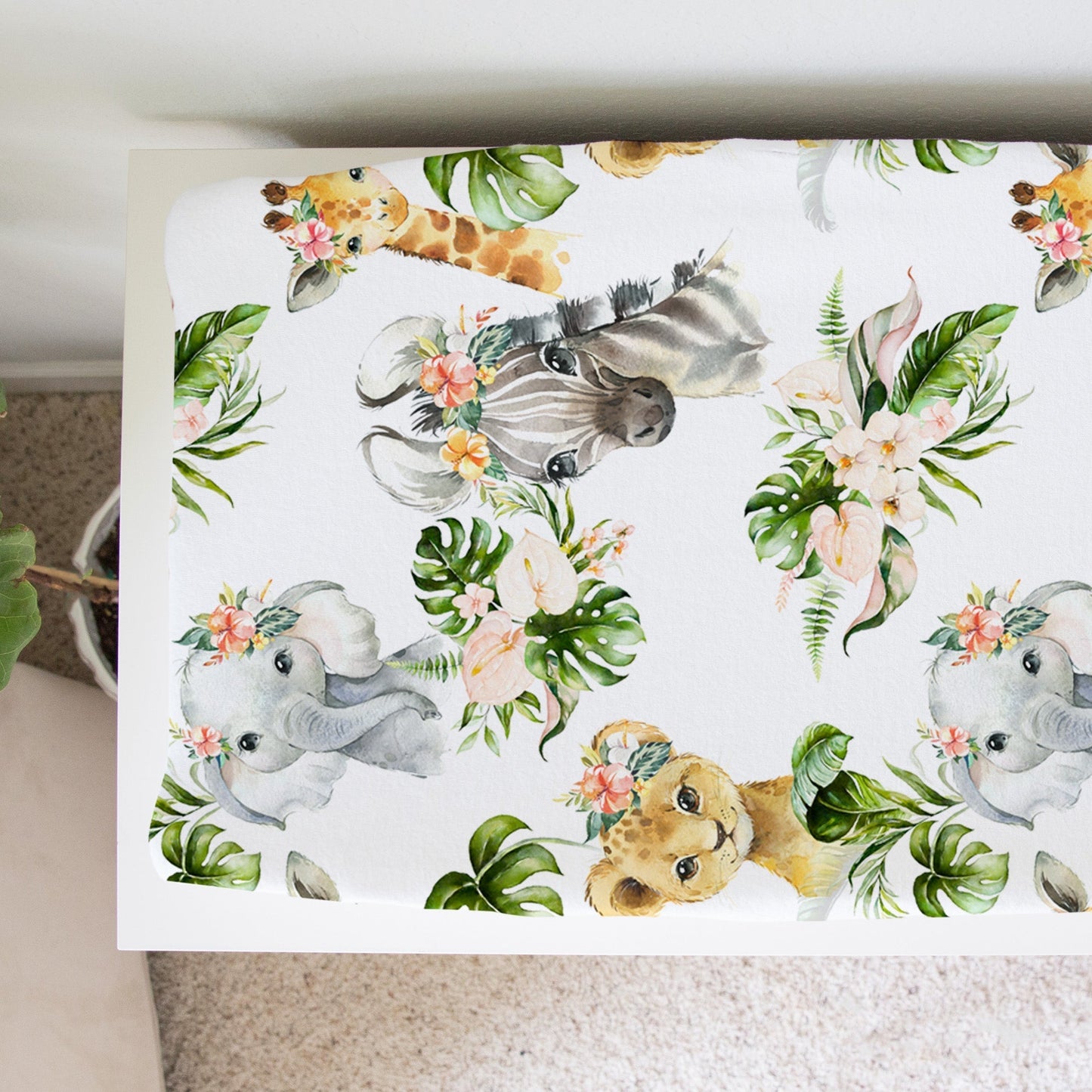 Changing Pad Cover Africa Animals Soft Stretchy Fabric Honey Lemonade