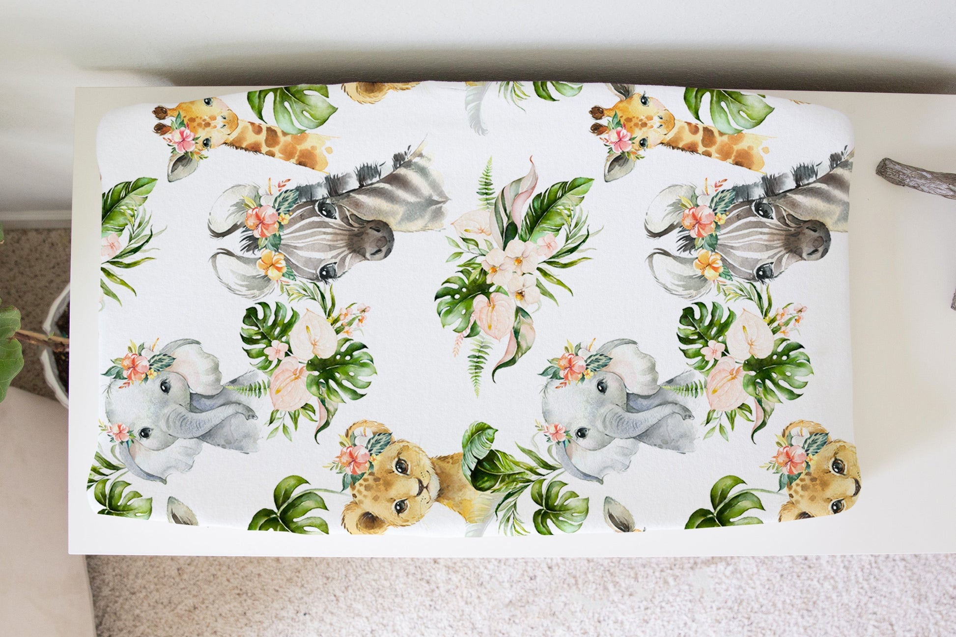 Changing Pad Cover Africa Animals Soft Stretchy Fabric Honey Lemonade