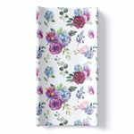 Honey Lemonade Soft Blue Floral Changing Pad Cover for Stylish Nursery Decor - Baby & Toddler > Diapering > Changing Mat & Tray Covers > Diaper Changing Pad Covers