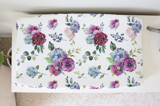 Blue Floral Changing Pad Cover Soft Nursery Decor Honey Lemonade