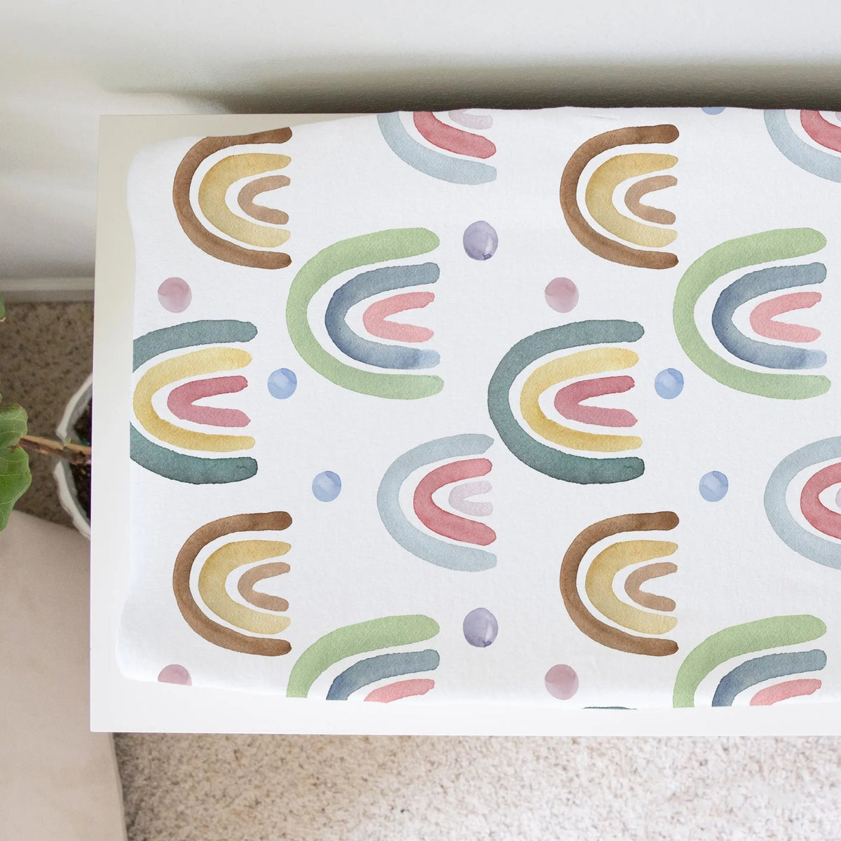Honey Lemonade Changing Pad Cover - Blue Rainbow - 
