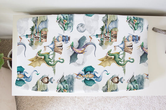 Dragons and Knights Changing Pad Cover for Baby Nursery Honey Lemonade