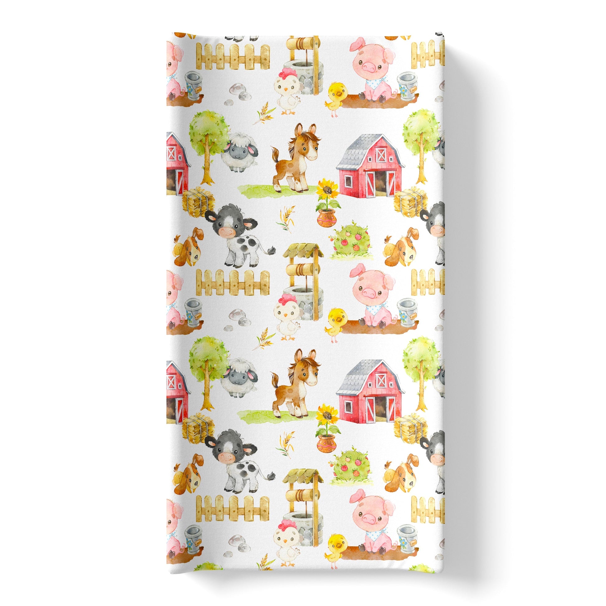 Farm Animals Changing Pad Cover Adorable Nursery Decor Honey Lemonade