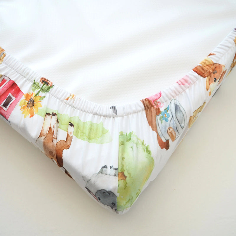 Farm Animals Changing Pad Cover Adorable Nursery Decor.