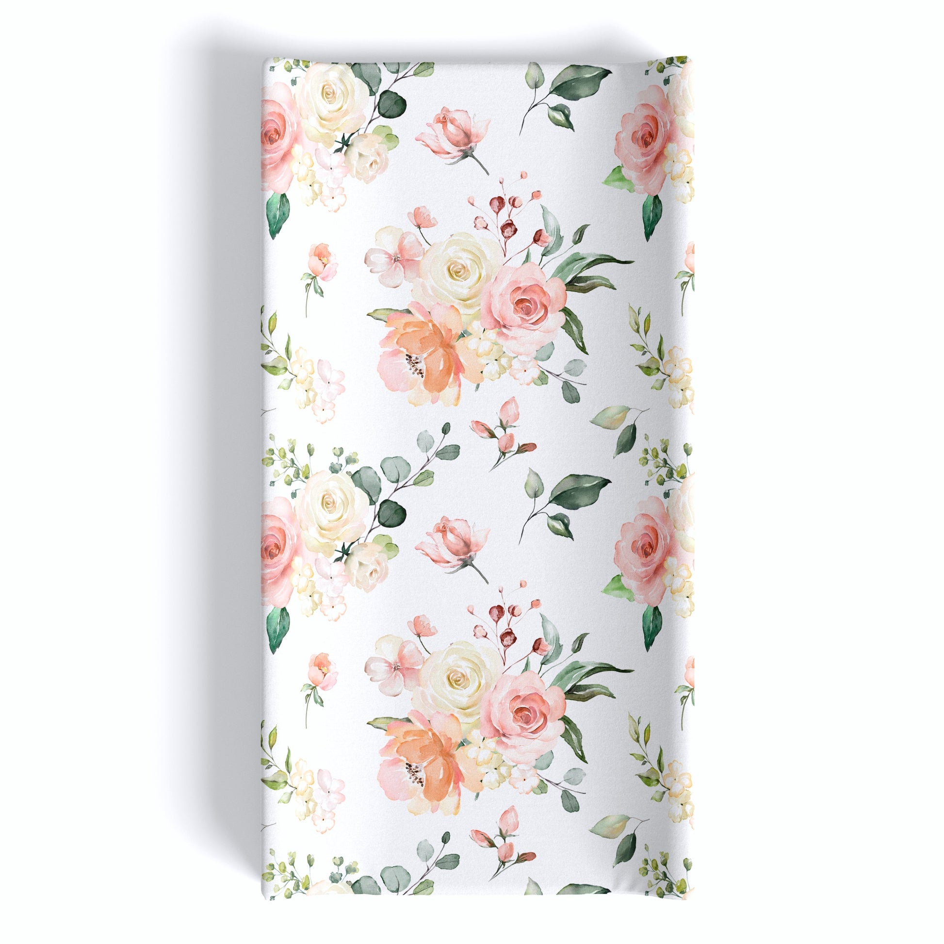 Peach Floral Changing Pad Cover for Baby Nursery Decor Honey Lemonade