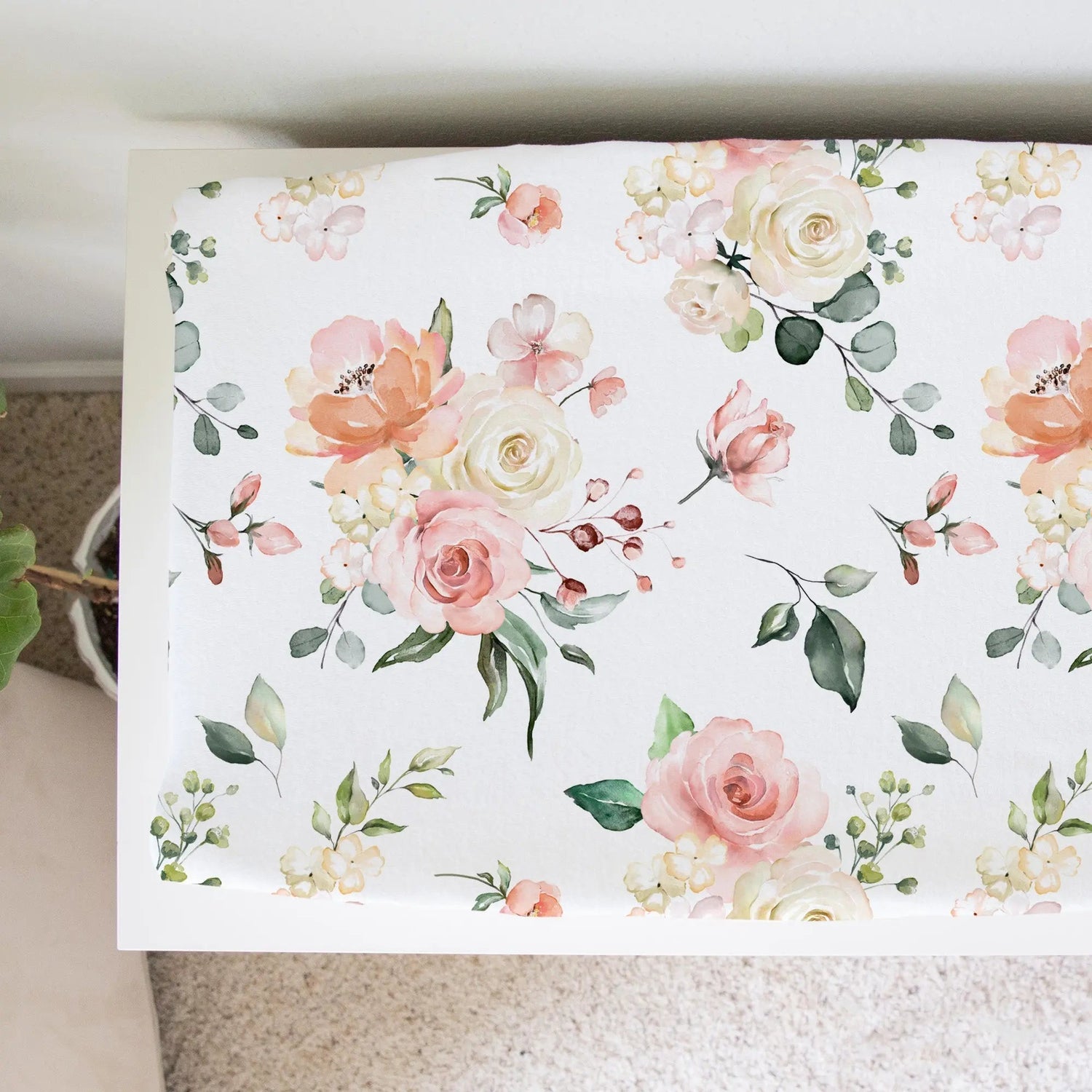 Honey Lemonade Changing Pad Cover - Peach Floral - 