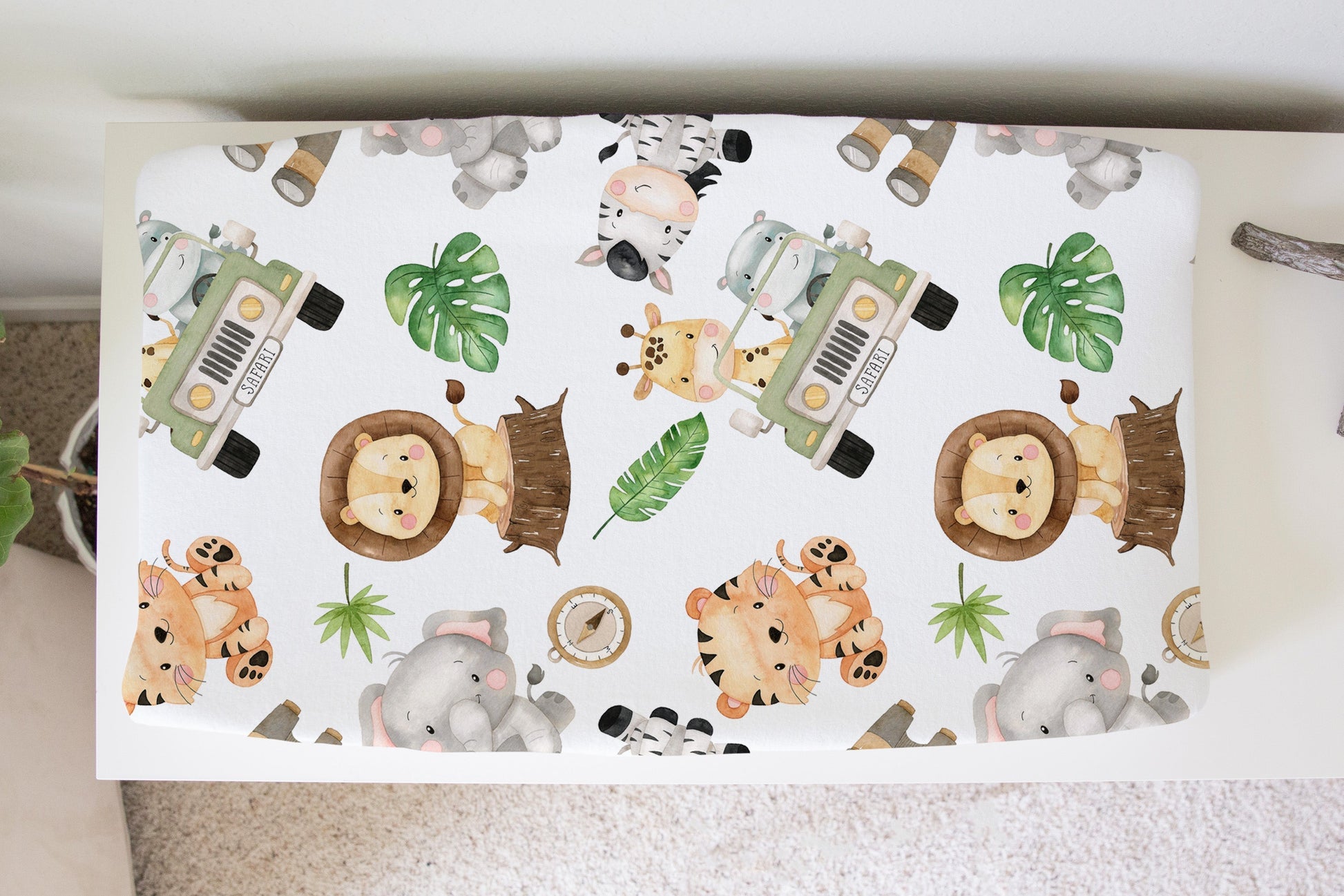 Safari Changing Pad Cover for Nursery with Playful Animals and Jungle Theme Decor Honey Lemonade