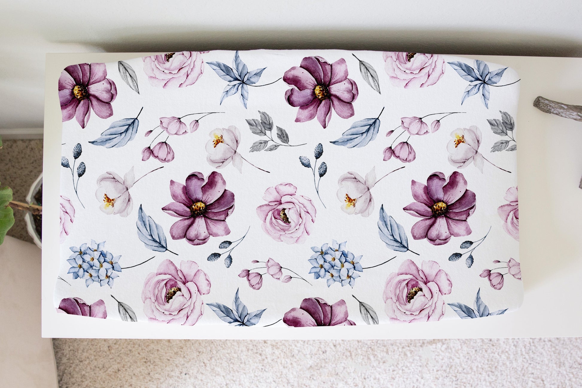 Vintage Floral Changing Pad Cover for Baby Nursery Soft Stretchy Fabric Honey Lemonade