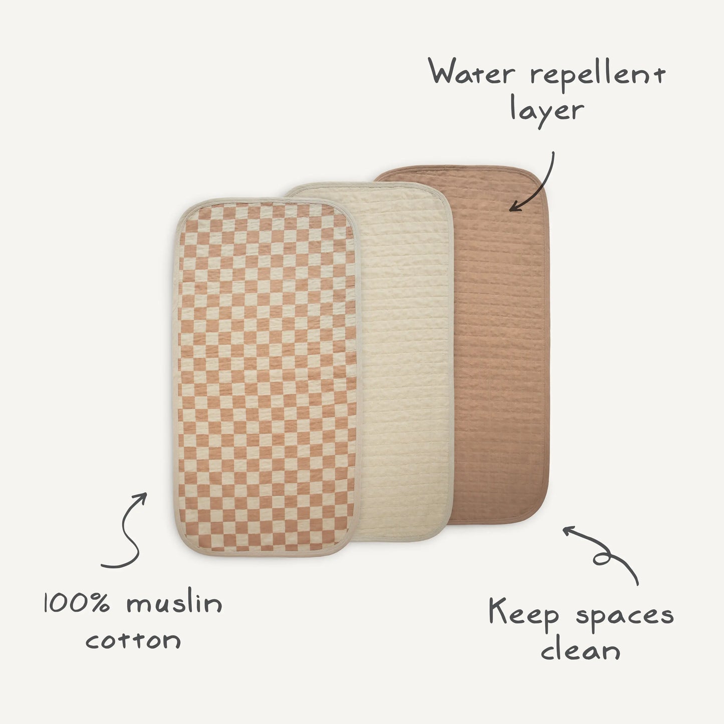 Mushie Organic Cotton Changing Pad Liners with Water Repellent Layer and Bamboo Blend Mushie