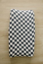 Mebie Baby Charcoal Checkered Muslin Changing Pad Cover - 