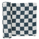 Mebie Baby Charcoal Checkered Muslin Swaddle Blanket - 