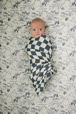 Mebie Baby Charcoal Checkered Muslin Swaddle Blanket - 
