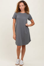 PinkBlush Charcoal French Terry Cuffed Short Sleeve Maternity DressEveretts Place