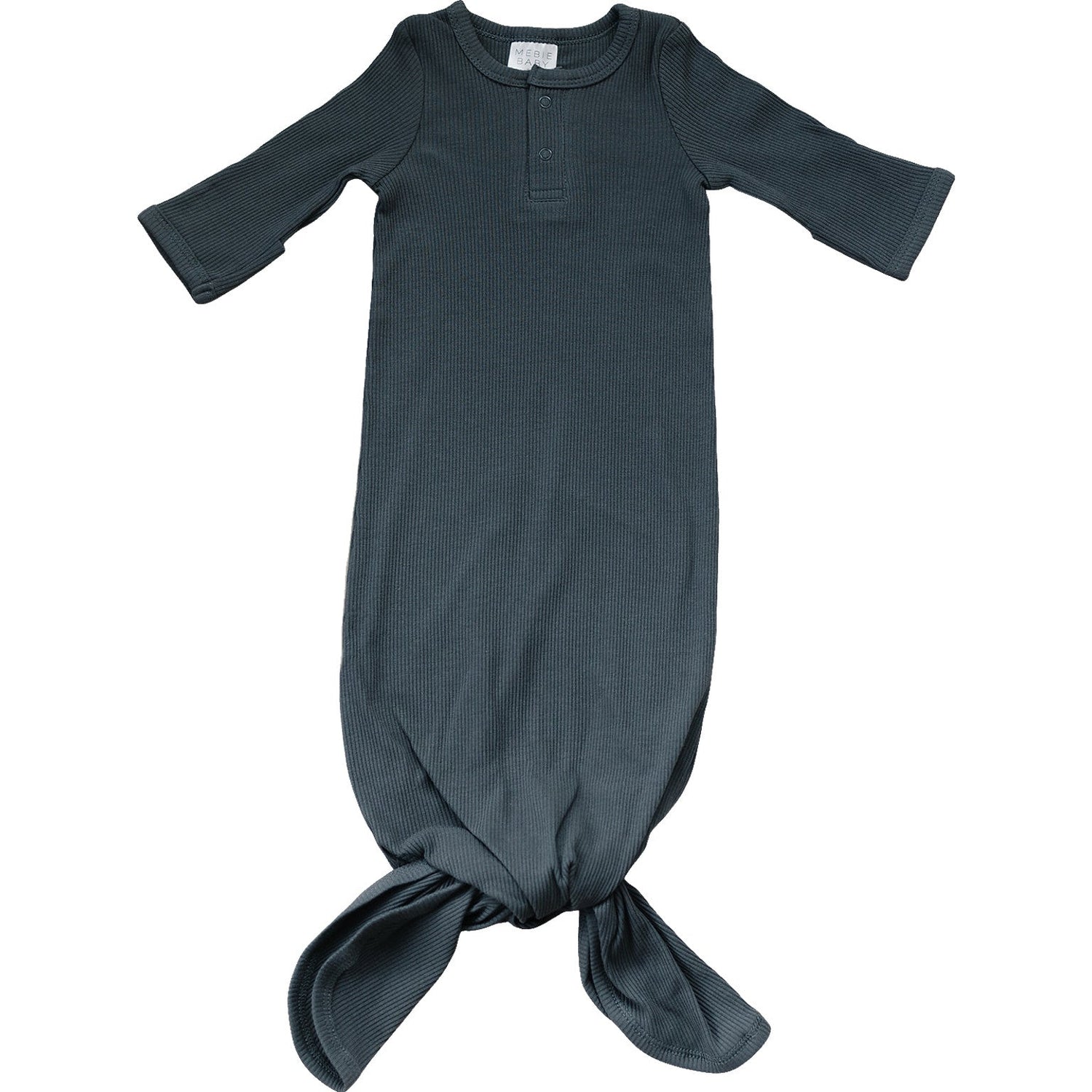 Mebie Baby Charcoal Organic Cotton Ribbed Knot Gown For Newborns - 