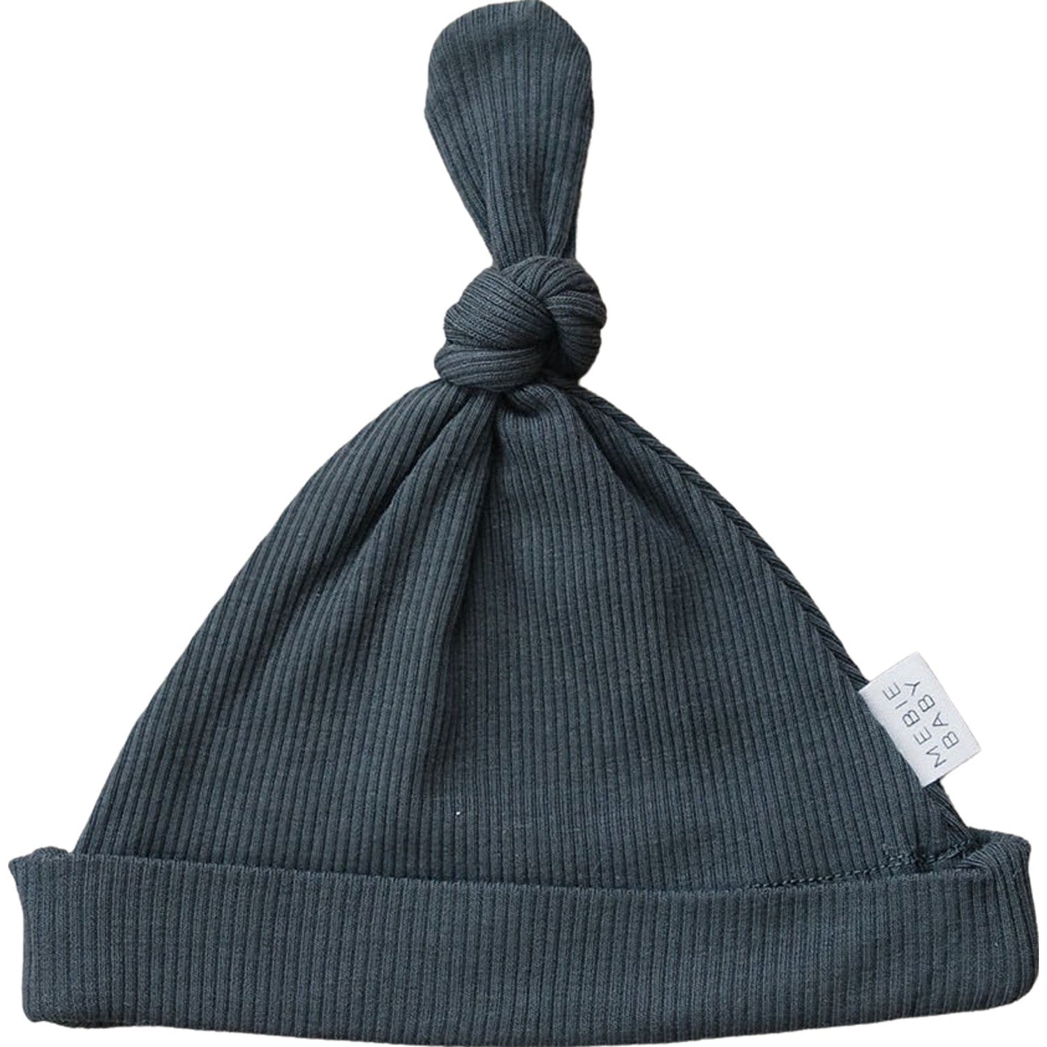 Mebie Baby Charcoal Organic Ribbed Newborn Knot Hat Cozy For Baby - 