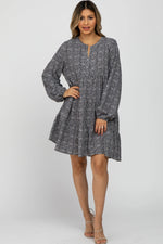 Charcoal Printed Tiered Dress - Day Dress, Dress, Person, Sandal, High heels | Everetts Place