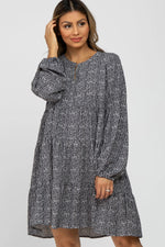 PinkBlush Charcoal Printed Tiered Dress - 