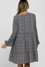 PinkBlush Charcoal Printed Tiered Dress - 