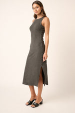 PinkBlush Charcoal Ribbed Maternity Side Slit Tank DressEveretts Place