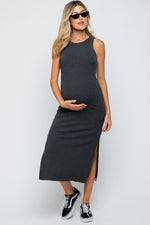 PinkBlush Charcoal Ribbed Maternity Side Slit Tank DressEveretts Place