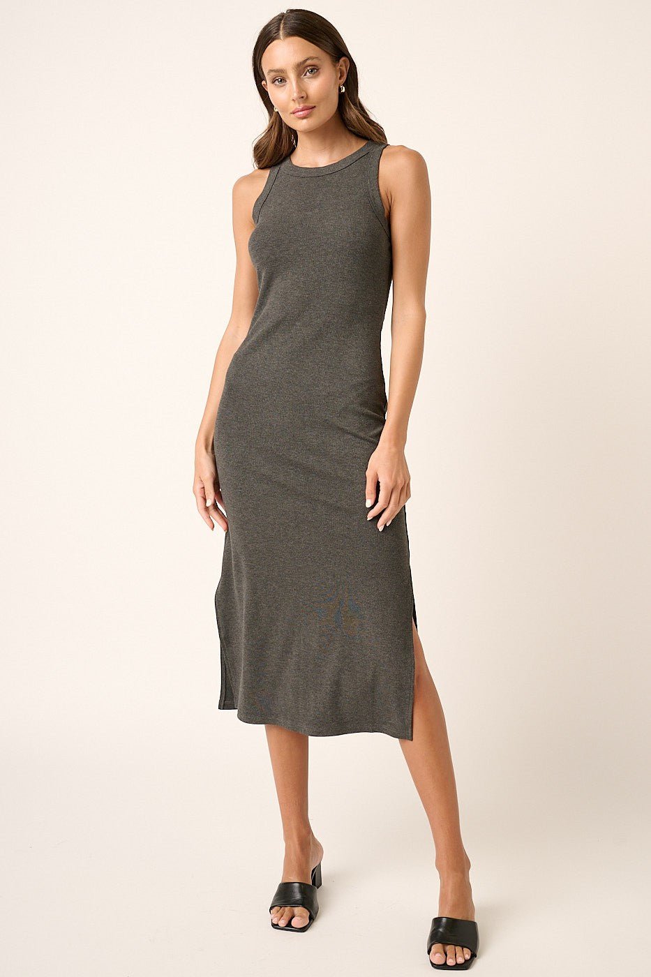 PinkBlush Charcoal Ribbed Side Slit Tank DressEveretts Place