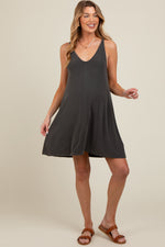 PinkBlush Charcoal Ribbed Sleeveless Front Seam Maternity DressEveretts Place