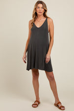 PinkBlush Charcoal Ribbed Sleeveless Front Seam Maternity DressEveretts Place