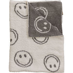 Charcoal Smiley Plush Blanket - Linens, Towel, Creative arts, Napkin, Wool | Everetts Place