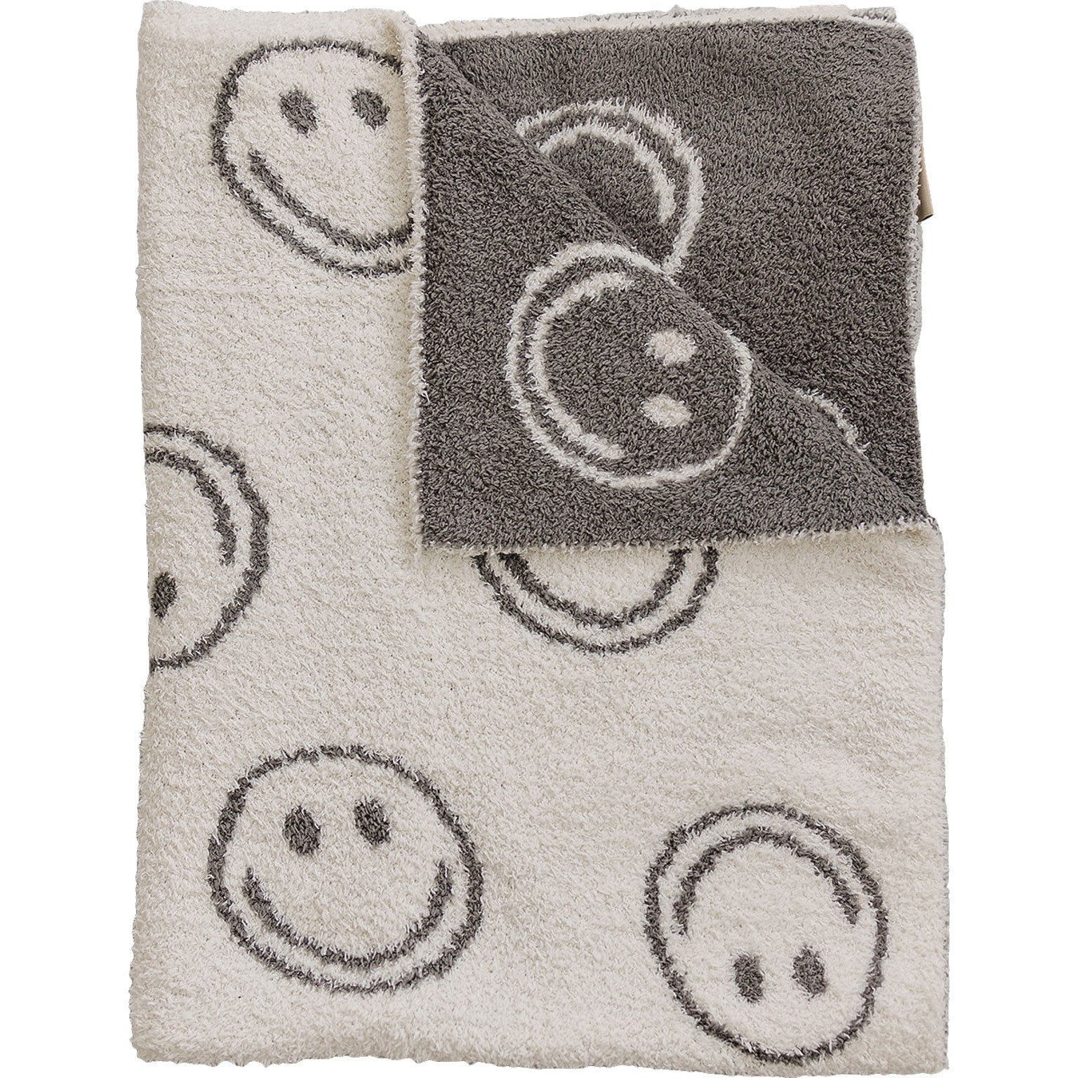Charcoal Smiley Plush Blanket - Linens, Towel, Creative arts, Napkin, Wool | Everetts Place