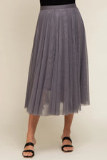 PinkBlush Charcoal Tulle Maternity Midi Skirt - 