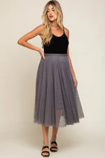 PinkBlush Charcoal Tulle Maternity Midi Skirt - 