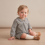 Organic Peter Pan Collar Dress - Charcoal Plaid by Makemake Organics