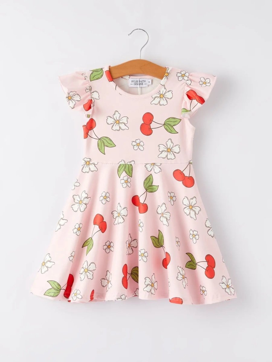 Rylee Faith Designs Charming Cherry Flower Dress for Little Girls - Everetts Place Boutique - 