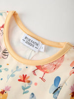 Rylee Faith Designs Charming Chicken & Butterfly Girls Dress with Cute Ruffled Pockets - 