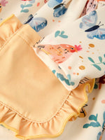 Rylee Faith Designs Charming Chicken & Butterfly Girls Dress with Cute Ruffled Pockets - 